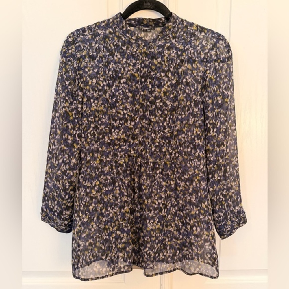 THEORY S Sheer Silk Aldys Long-Sleeve Peplum Blouse